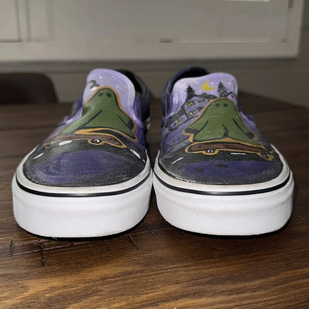 Vans custom hand painted men’s size 10 signed PJ 23 green ghost on skateboard - Picture 8 of 13
